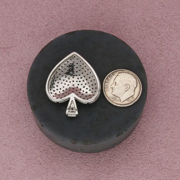 sterling silver pave diamond heart pendant - Picture 3 of 3